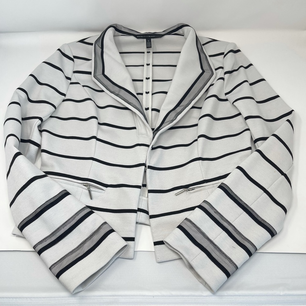 White House Black Market Striped Blazer - Black and White